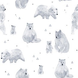 watercolor bears seamless pattern