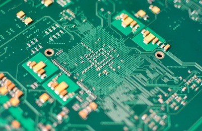 pcb printed circuit board close up with short depth of field