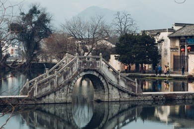 hongcun village at the foot of yellow mountain in anhui province, china