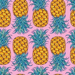 pineapple seamless pattern. exotic, summer, tropical fruit. hand drawn. perfect for backgrounds, textile, fabric prints. 