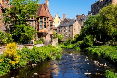 dean village and water of leith. edinburgh, uk.