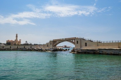 the sea of alexandria by the bridge of montazah area in alexandria in egypt 