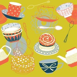 cups and cakes, seamless pattern