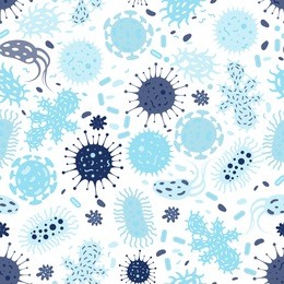 seamless texture with bacterias and germs. seamless pattern illustration