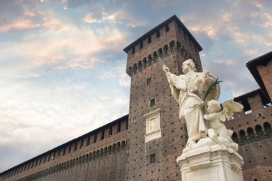 milan, italy. castello sforzesco (sforza castle) - old landmark of lombardy
