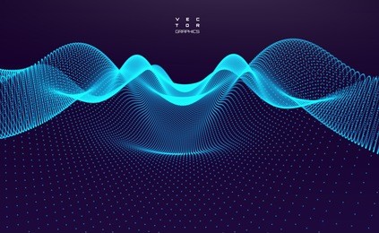 abstract digital landscape with flowing particles. cyber or technology background.vector illustration.