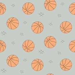 basketball ball seamless pattern for background, web, style elements. hand drawn sketch. sport vector collection