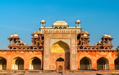 tomb of akbar the great at sikandra fort in agra - uttar pradesh, india