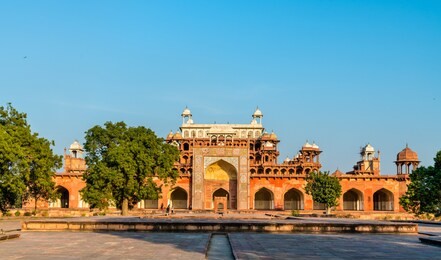 tomb of akbar the great at sikandra fort in agra - uttar pradesh, india