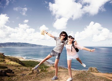 teenager girls having fun with summer vacation
