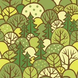 seamless tree pattern with forest illustration in vector. background with summer trees.