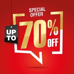 70 percent off sale isolated gold red sticker icon