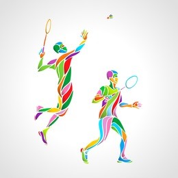 abstract mens doubles badminton players color vector eps10