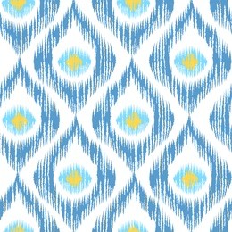 vintage vector seamless pattern in ikat style. retro ikat blue pattern.