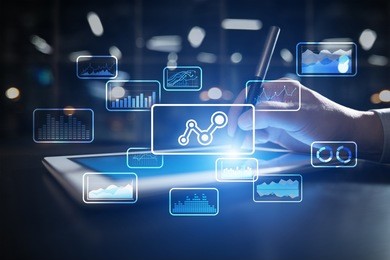 big data analytics process management. business and technology concept.