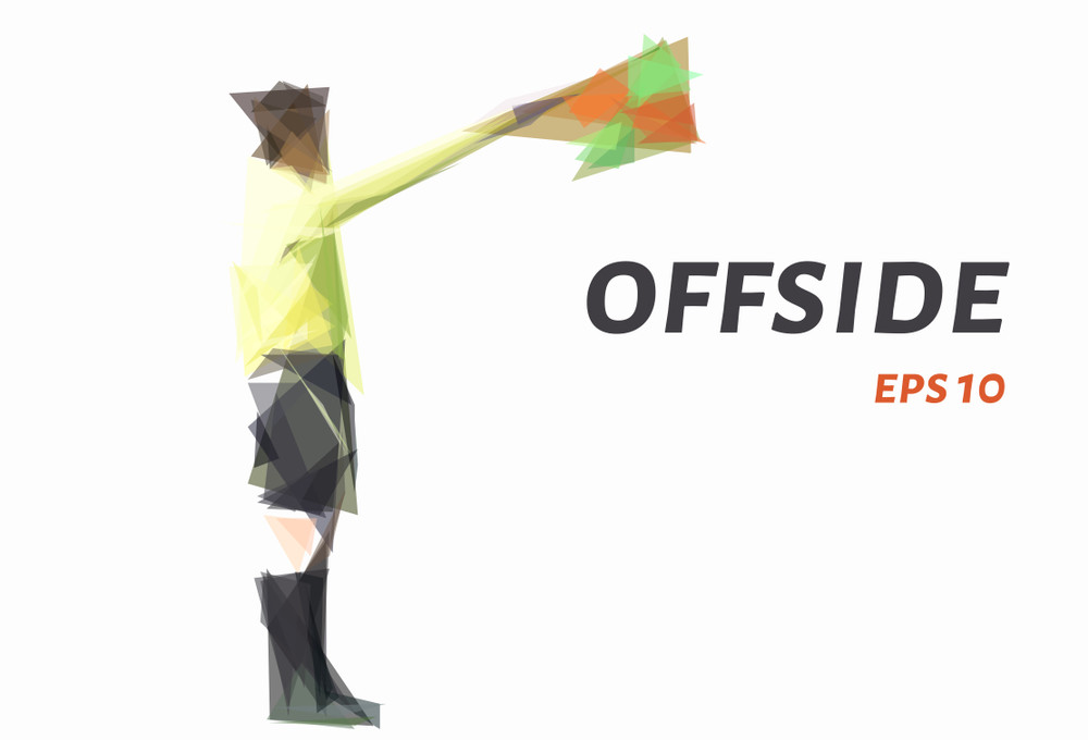 the offside of the triangles. low poly referee. vector illustration.