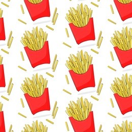 friday vector modern illustration. cool french friyes pattern. good for poster, tshirt print, case cover. weekend tasty potatoes  with red package of takeaway fast food. modern inspiration.
