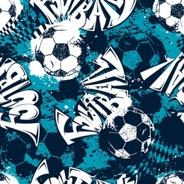 abstract seamless football pattern. grunge sport repeated backdrop. urban wallpaper for boy, textile, clothes, wrapping paper 