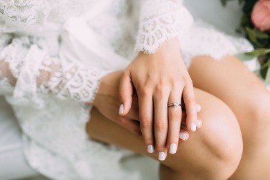 wedding manicure and rings
