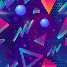 retro futuristic background 1980s style. retro 80s fashion sci-fi background  in bright neon colors. synth retro wave  seamless pattern.