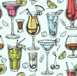 seamless pattern with color cocktails