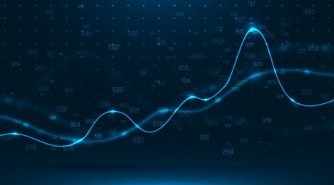 big data visualization . abstract graphic consisting of blured points , graph and chart . information concept . business , technology background . vector infographic