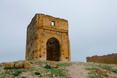 the marinid tombs or merenid tombs refer the ruins of monumental tombs on a hill above and north of fes al-bali, the old city of fez, morocco. 