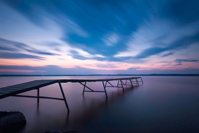 jetty in sunset with long exposure
