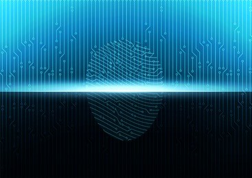 digital scanning and finger print scanning identification system background, hi-tech and technology concept design, vector illustration.