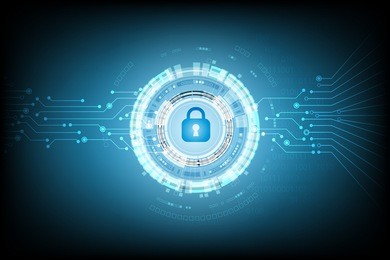 cyber security  with lock and password for vector technology background