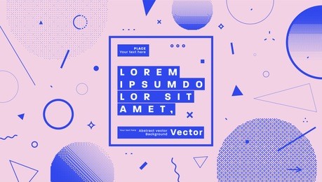 placard template with abstract geometric shapes, 80s memphis bright style flat design elements. retro art for covers, banners, flyers and posters. eps10 vector illustrations