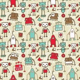 seamless doodle robots