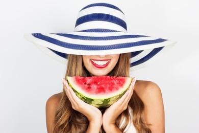 beautiful woman with watermelon