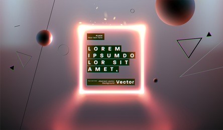neon futuristic glow background. frame with geometric shapes. eps10 vector illustration.
