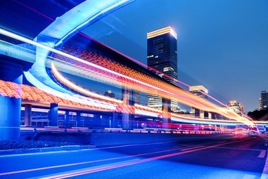 motion speed effect with city night