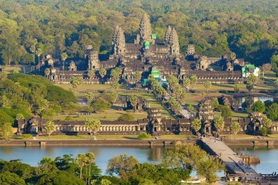 aerial view of angkor wat