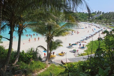 beautiful view of the beach. raya (racha) yai island,  patok beach, thailand.
