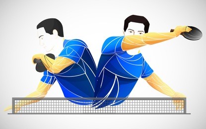 stylized two  player table tennis