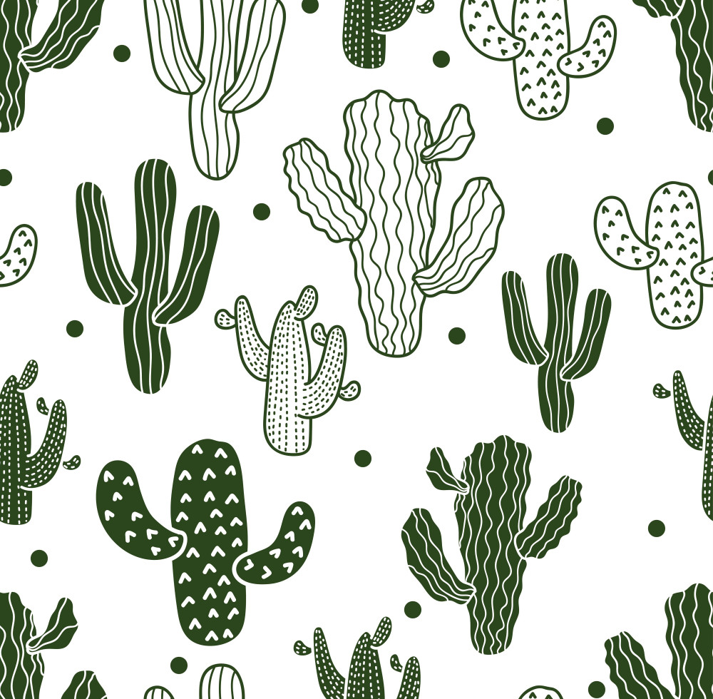 cute cactus. seamless pattern.
