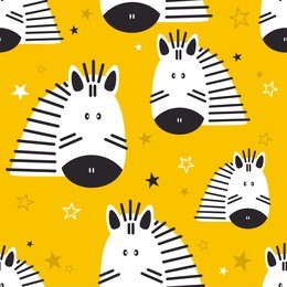 muzzle of zebras, hand drawn backdrop. colorful seamless pattern with muzzles of animals. decorative cute wallpaper, good for printing. overlapping background vector. design illustration