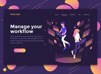 modern flat design isometric concept of manage your workflow for website and mobile website. landing page template, dark theme. easy to edit and customize. vector illustration