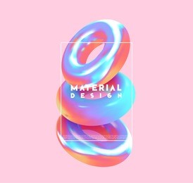 minimal abstract art with geometric shapes, stylish background with 3d elements torus. fashion poster, banner, design card vector illustration