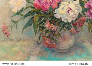 background, drawing, painting, painted with oil paints. peonies flowers in a vase. romantic with a fragrant flowers spring mood. a gift from your beloved. a great design with this picture.