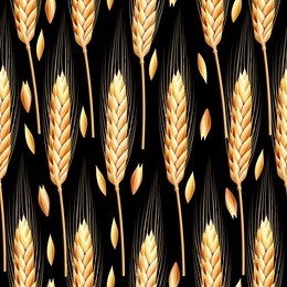 seamless pattern with ears of wheat. realistic bakery background. autumn harvest. vector background for bakery package, bread products.