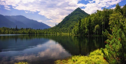 tale - lake located in the foothills of the mountain range of the khamar-daban valley near lake baikal