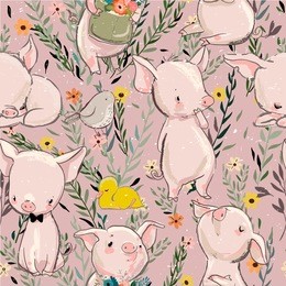 seamless pattern with pigs