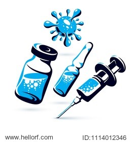 graphic illustration of vial, ampoule with medicine and medical syringe for injections. scheduled vaccination theme.