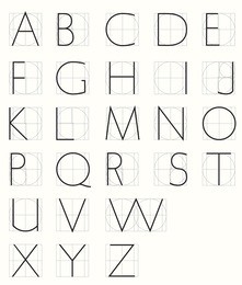 roman skeleton capitals with geometric grid. minuscule alphabet also available in my portfolio.