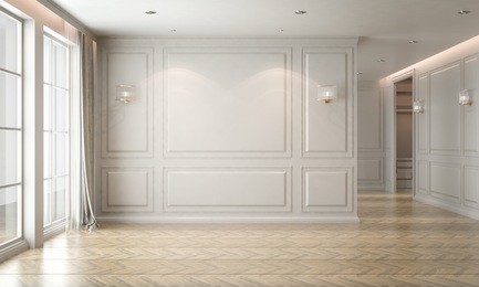 empty gray interior classic, mock-up, 3d render 3d illustration