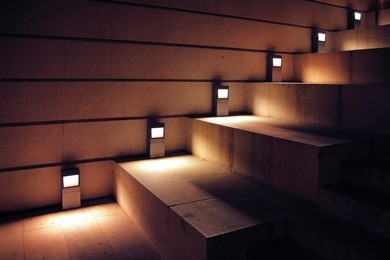modern minimalism style stairs with night lighting